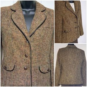 Talbots Petite Italian Fabric Brown Tweed 3 Button Brown Blazer EUC 2P